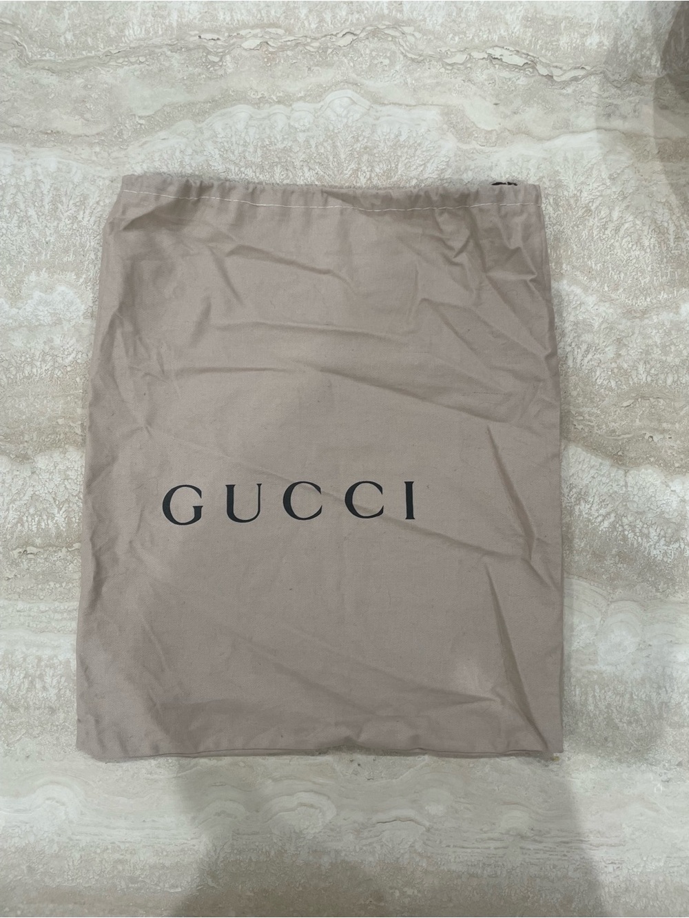Gucci Dust Bag in Light Taupe with Black Logo